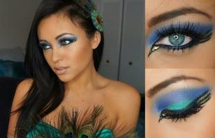 Арабский макияж для голубых глаз, карнавальный макияж павлина