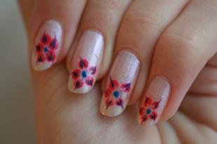 Рисунки на ногтях иголкой, цветочки на ногтях с помощью иголки